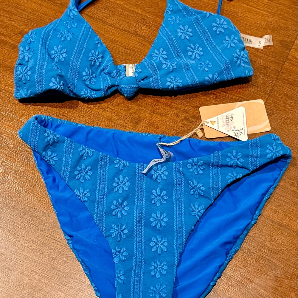 Berlook Blue Jacquard Knot Bikini Set NWT